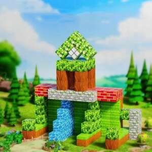 imgi 19 MAGNETIC BLOCKS MINECRAFT LARGE CONSTRUCTION SET 100 ELEMENTS Kid s age 3 years