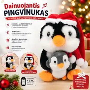 Kalėdinis dainuojantis pingvinas su mažyliu