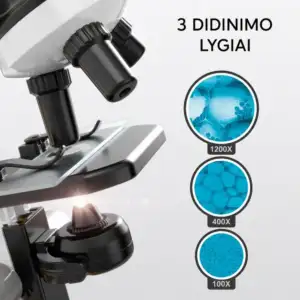 Mikroskopas vaikams 100x–1200x su LED – nuotrauka 4